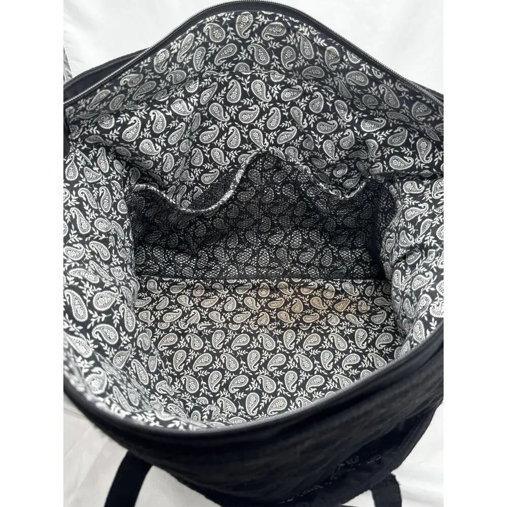 Vera Bradley Baby Diaper Bag Black Paisley Lined Quilted Tote Travel Workout